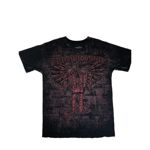 Throwdown Affliction Black And Red Cotton T-Shirt Men’s Size L - Picture 1 of 9